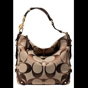 Coach Carly Signature Sateen Brown Monogram Bag